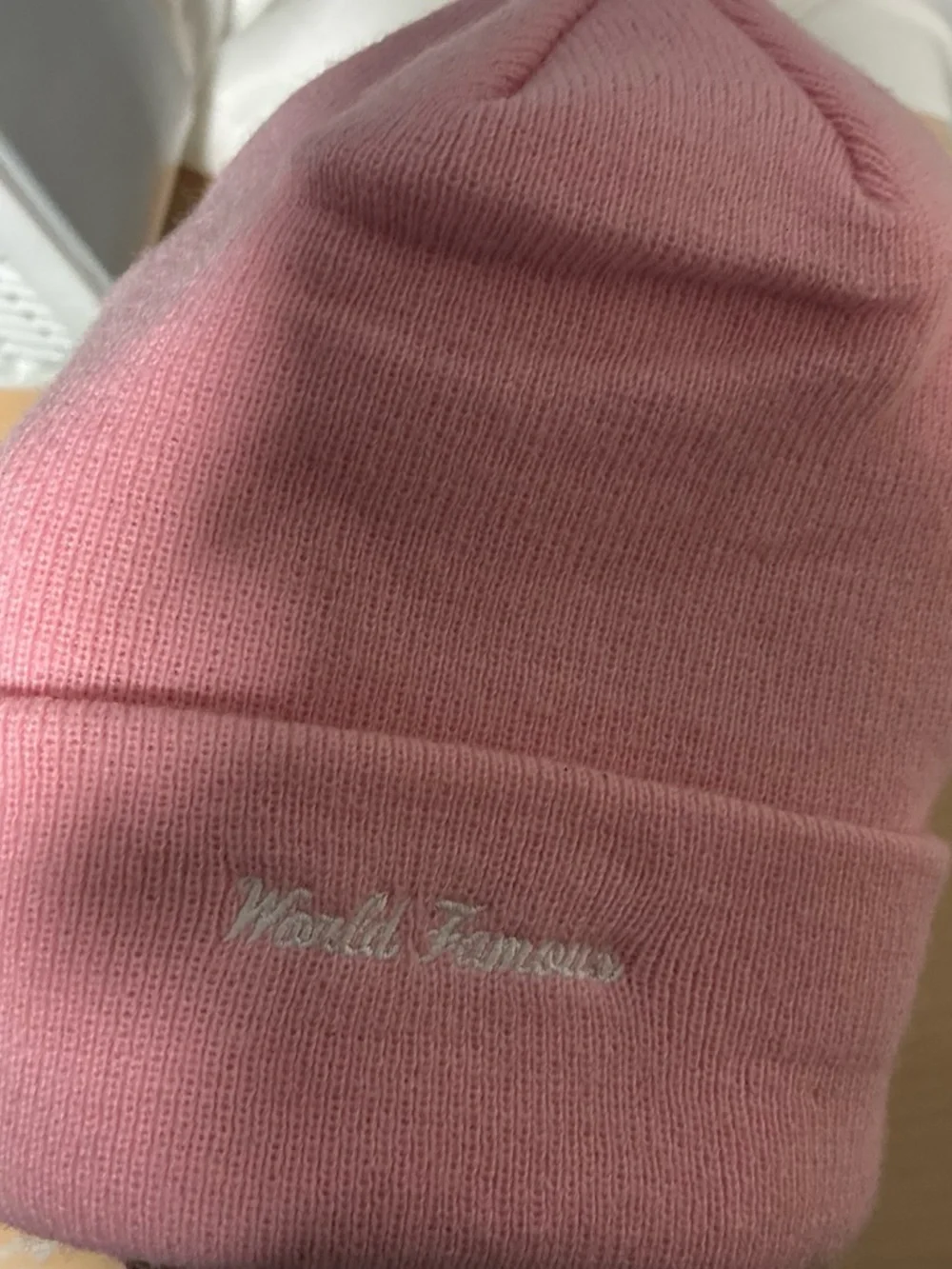Supreme Kids Light Pink Embroidered Cuffed Beanie